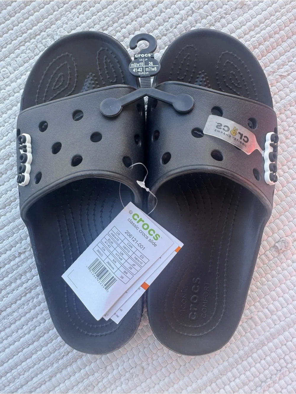 Crocs Classic Slide Black Unisex Sandals M8/W10 NWT Comfort Recovery